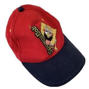 Size 4-6 Youth Nickelodeon Ball Cap Sponge Bob Red Adjustable 100% Cotton